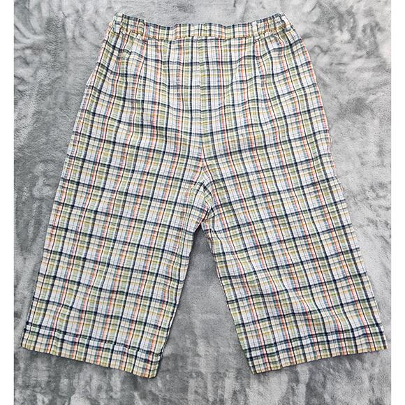 Come On Shorts Womens 8 Multicolor Plaid Seersucker High Rise Baggy Pleated - Picture 2 of 9